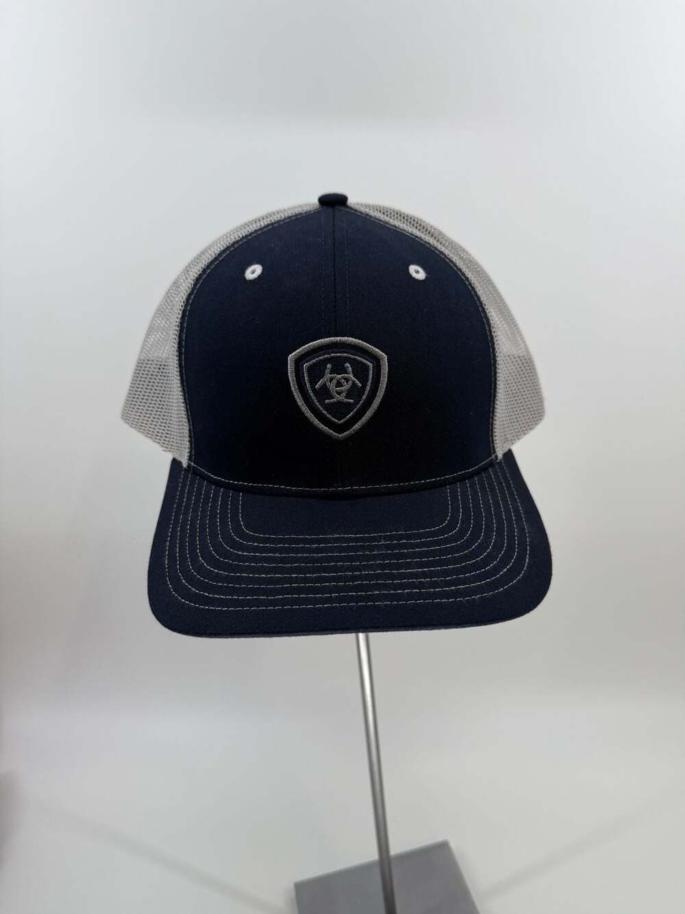 Ariat Men's Navy and Grey Richardson 112 Shield Logo Mesh Back Snapback Hat